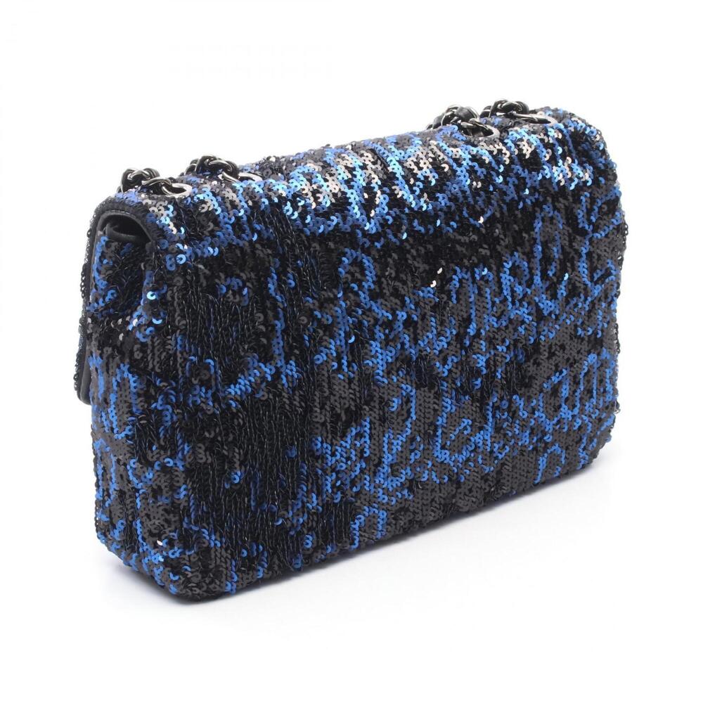 Chanel Mini Matelassé 20 Shoulder Bag/Handbag, Leather, Sequins, Women's, Blu... - Picture 2 of 7
